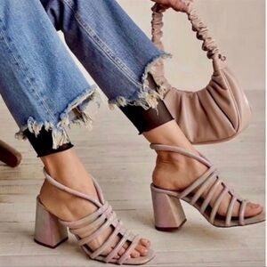 Free People Womens Rainbow Metallic Colette Cinched Heel Sandals 38 NWOB